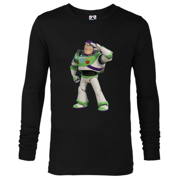 Disney Pixar Toy Story 4 Buzz Lightyear Hero Salute T-Shirt - Long Sleeve T-Shirt for Men - Customized-Black