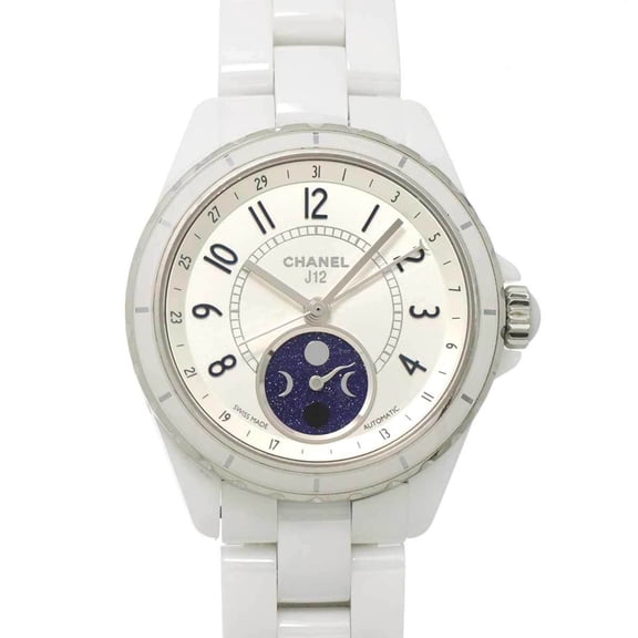 Pre-Owned Chanel J12 Fars de Lune H3404 Moon Phase Men's Watch White Ceramic Automatic