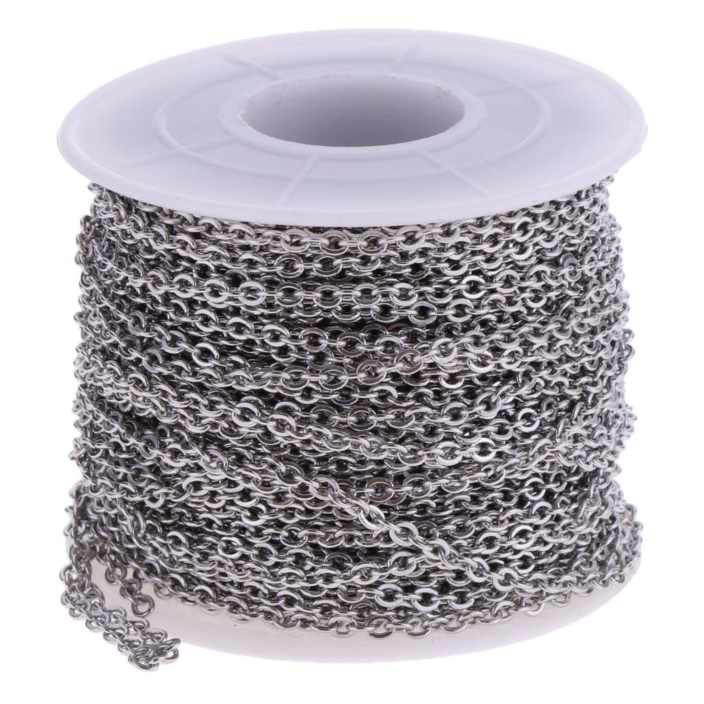 13yd Stainless Steel Cable Link Chain Bulk for Making 2mm, Women's, Size: 12 Meters, Silver