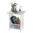 thumbnail image 3 of White Modern Bedside Table Bedroom Nightstand End Table Plant Stand Holder Storage Rack Organizer, 3 of 7