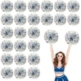 thumbnail image 1 of Cheerleader Pom Poms 24 Pack Sports Dance Cheering Plastic Metallic Cheerleading Pom Poms for Kids Adults-Ring Style, 1 of 6