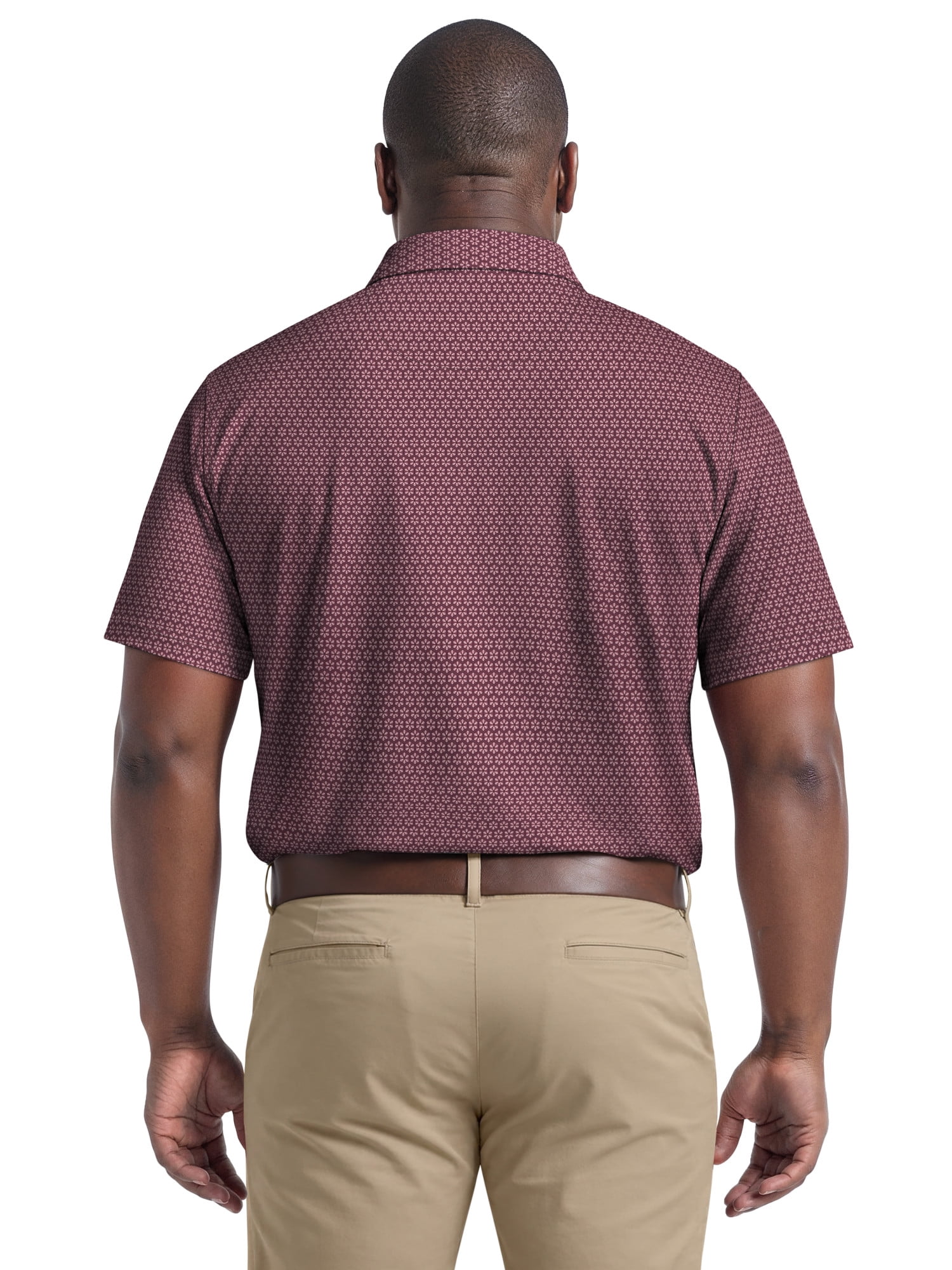 Ben Hogan Performance Men's & Big Men's Flower Geo Print Short Sleeve Golf Polo Shirt, Sizes S-4XLT