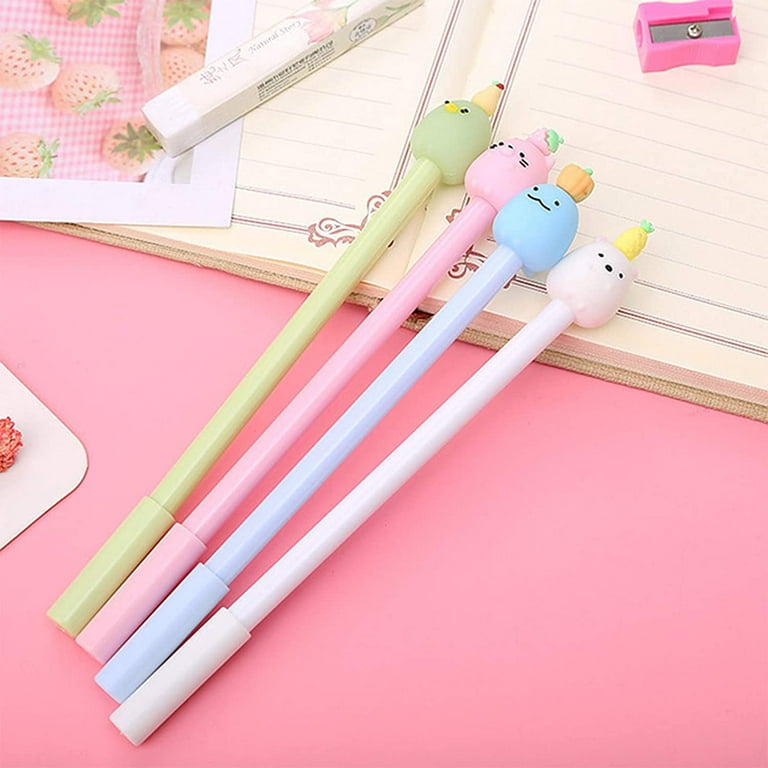 4 Pcs Fruit Cartoon Animal Pens, Kawaii School Supplies Pens Cute Cartoon Gel Ink Pens Boys Girls Cute Pens Suitable for Writing, Gifts for Children