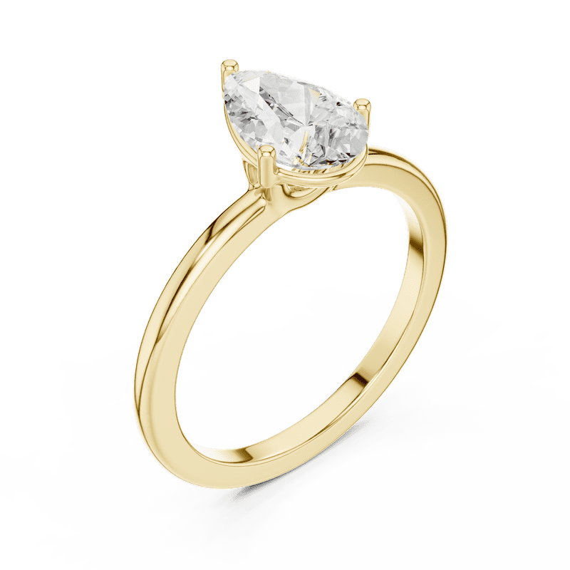 Zuwelria Certified Moissanite Diamond Ring | 1.00 Ct Pear Cut Moissanite Engagement Ring for Women | Solitaire Diamond Wedding Rings | 18K Yellow Gold Plated Silver Size 7