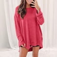 thumbnail image 2 of Breezora Haut à Manches Longues et Col Rond pour Femmes, Texture Gaufrée, Ourlet Fendu, Coupe Confortable, Chandail Décontracté, Blouse Extensible Douce, Taille P, Vin, 2 of 7