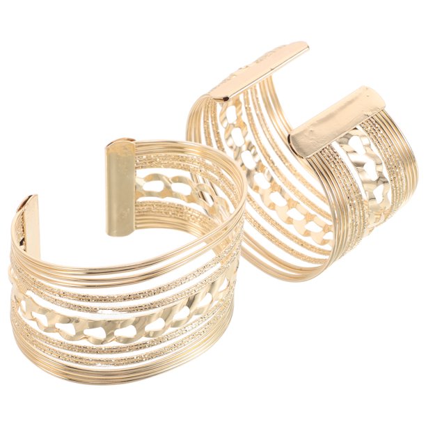 NUOLUX 2Ud Brazaletes De Metal Dorados Con Entrelazado Ajustable Para Look