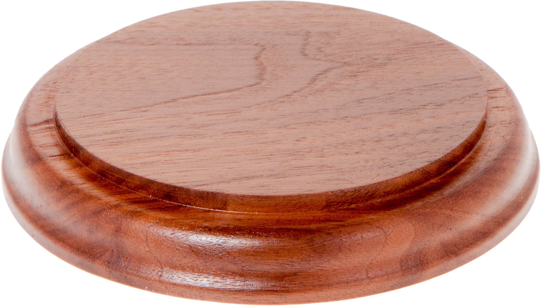 plymor brand solid walnut round wood display base with ogee edge.75" h