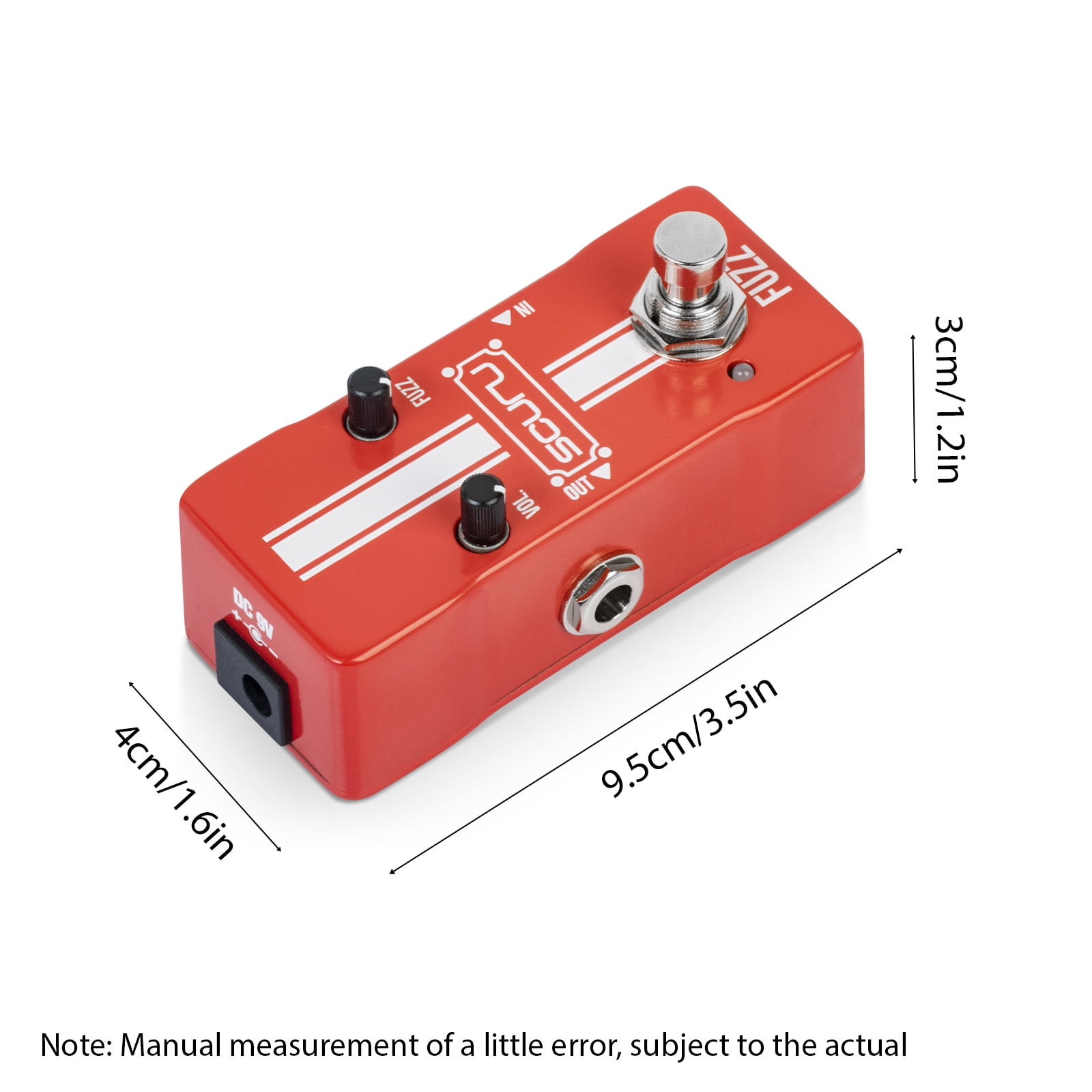 Guitar Fuzz Effects Pedal VOL/FUZZ Versatile Sound DC 9V 6.35mm Input/Output Interface Mini Electric Guitar Fuzz Effector with True Bypass