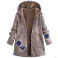 thumbnail image 2 of Uaswgudfs ​Women's Geometric Print Winter Coat - Mid Length Insulated Faux Fur Hood Multi-Pocket Design, 2 of 3