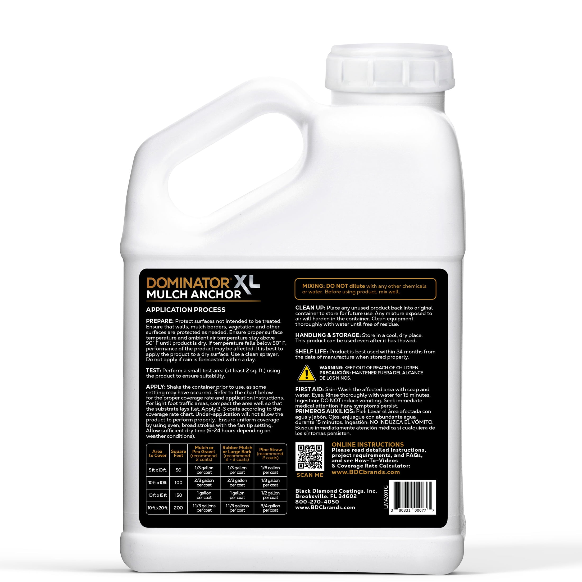 DOMINATOR XL Mulch Anchor 1 Gallon: Mulch Glue and Pea Gravel Stabilizer, Ready to Use Spray, Lasts up to 2 Years, Fast-Dry, Non-Toxic, 150 Sq ft Coverage ,