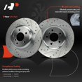 thumbnail image 4 of A-Premium 13.58 inch (345 mm) Rear Drilled and Slotted Disc Brake Rotors + Ceramic Pads Kit Compatible with Select BMW Models - 535i, 550i, 550i xDrive, 640i xDrive, 650i Gran Coupe, 6-PC Set, 4 of 9
