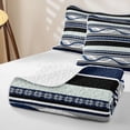 thumbnail image 4 of jejeloiu Nautical Striped Twin Quilt Set,Wave Print Twin Coverlet Set For Boys,Blue Gray,2-Piece, 4 of 7