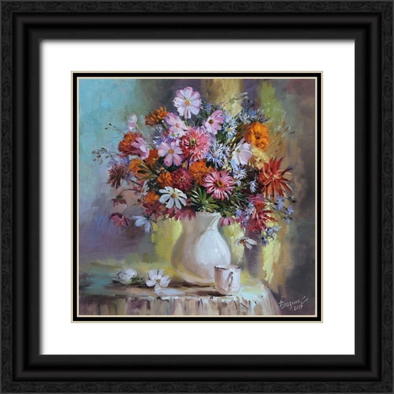 Rogozina, Svetlana 26x26 Black Ornate Wood Framed with Double Matting Museum Art Print Titled - Autumn Bouquet
