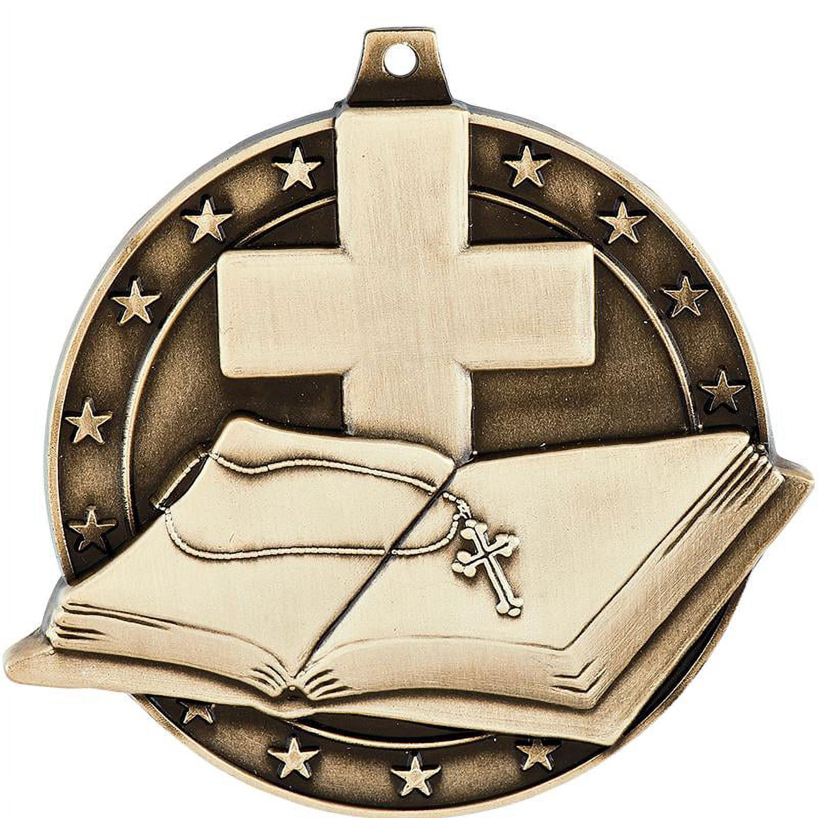 Open Bible Medals, 2" Gold Diecast Open Bible Medal Award 5 Pack