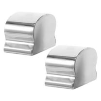 DRAFIDEEP 2Pcs Metal Handrail End Caps Silver Horseshoe Shape for Staircase Handrails Indoor Use Stainless Steel