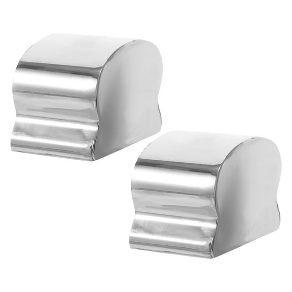 DRAFIDEEP 2Pcs Metal Handrail End Caps Silver Horseshoe Shape for Staircase Handrails Indoor Use Stainless Steel