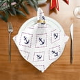 thumbnail image 4 of Iauyy Satin Napkins Set of 6- Navy-anchor Pattern DIY Printing Decoration Cloth Napkin- Easy Care for Home/Party, 4 of 8