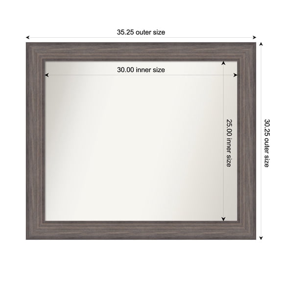 Amanti Art Custom Wall and Bathroom Mirror (30.25 x 35.25 in.), Country Barnwood Frame