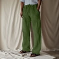 thumbnail image 1 of Men's Casual Pants - Mid Rise Solid Full-Length Everyday Trousers with Drawstring and Pockets for Comfort, 1 of 4