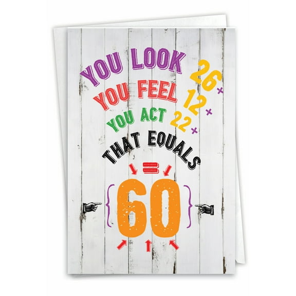 1 Funny Birthday Card with Envelope - Age Equation Milestones 60 C7194MBG