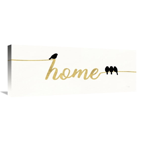 Global Gallery's 'Birds on Words II Gold' By Pela Stretched Canvas Wall Art