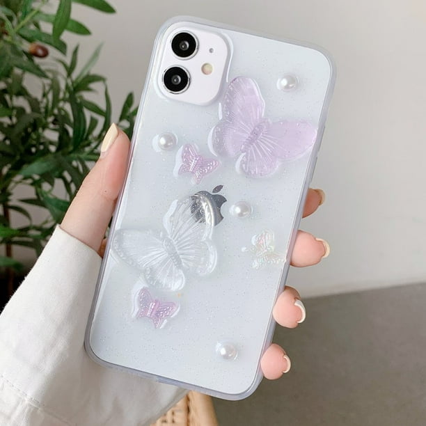 Iphone Xr 6 1 3d Butterfly Pearl Purple Tpu Cartoon Clear Candy Soft Case Walmart Com