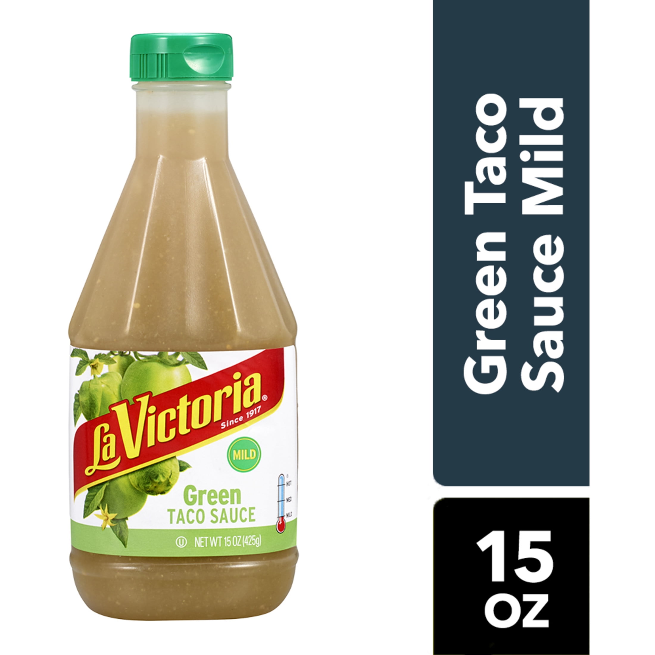 (2 pack) LA VICTORIA Green Taco Sauce, Mild, 15 oz Plastic Bottle