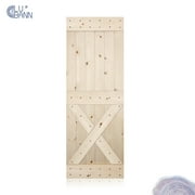LUBANN 30 in. x 84 in. Half X-Rrace Rustic Unfinished Knotty Pine Barn Door