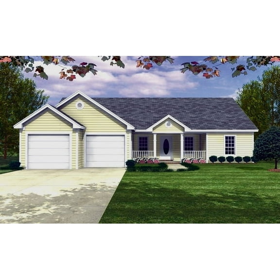 House Plan Gallery - HPG-1400 - 1,400 sq ft - 3 Bedroom - 2 Bath Small House Plans - Single Story Printed Blueprints - Simple to Build (5 Printed Sets)