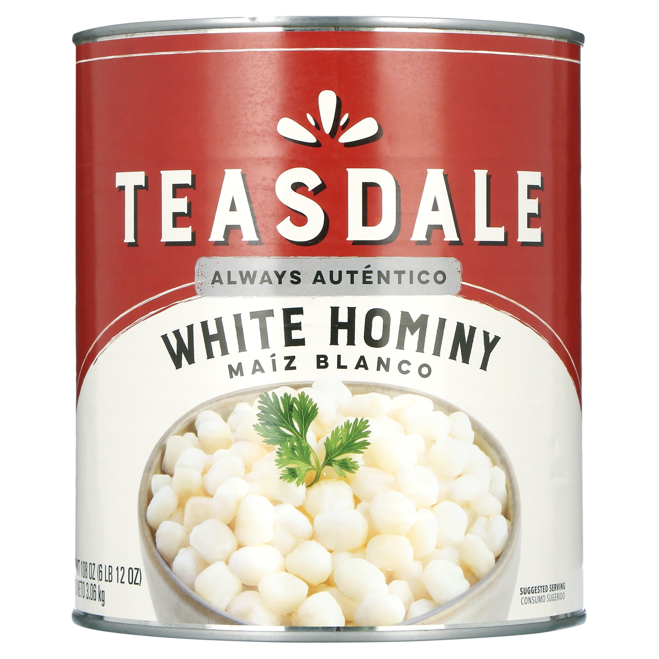 (4 pack) Teasdale Primera Calidad White Hominy, 108 oz
