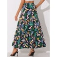 thumbnail image 3 of DARING DIVA Women's Bohemian Tassels Elastic Waist Floral Maxi Skirt S Dark Blue, 3 of 6