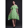 thumbnail image 2 of Bimba Green Bird Print Womens Chic Style Cold Shoulder Shift Dress Summer Tunic - Medium, 2 of 6