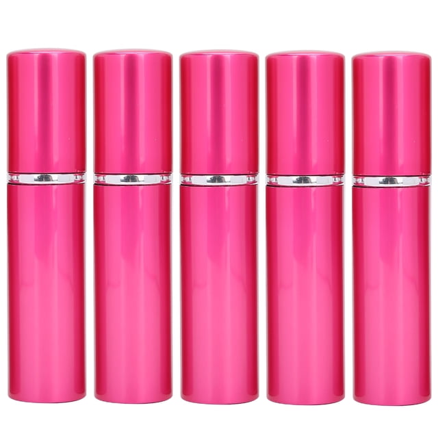 Botella de perfume recargable de aluminio con atomizador portátil y vacío, 10 ml x 5 unidades, color rojo rosa