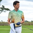 thumbnail image 3 of Rateoe Starfish And Seashell On The Beach Pattern Men's Short Sleeve Polo Shirts, Golf Polo Shirts Short Sleeve Performance Moisture Wicking Dry-4X-Large, 3 of 6