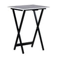 thumbnail image 1 of Riverbay Furniture Ensemble de 5 Pcs en Marbre avec Plateau Pliant et Table, avec Support, Blanc/noir, 1 of 20