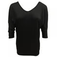 thumbnail image 3 of Women's V-Neck 3/4 Sleeves T Shirt Solid Casual Loose Basic Tunics Tops, 3 of 5