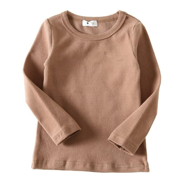 TZEWGL Tees For Child High Collar Soft Unisex Long Sleeve Solid Clothing For Kids size 12-24M