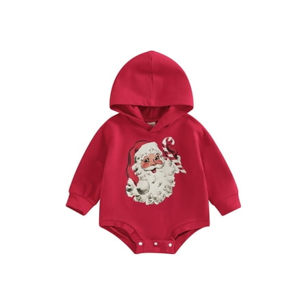 

Mubineo Infant Baby Christmas Romper Print Long Sleeves Hood Jumpsuit for Boys Girls 0-24 Months
