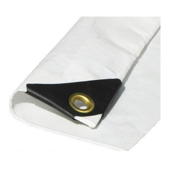 6'x12' 12 mil White Tarp Extra Heavy Duty 3 Ply Reinforced Canopy 6 oz 3 Layer (Finished Size 5’.6 x 11’.6)