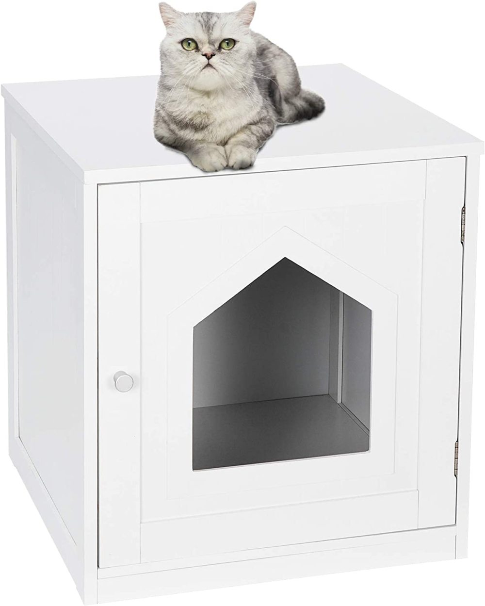 Decorative Cat Litter Box Enclosure Cat House & Side Table Cat Washroom