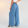 thumbnail image 5 of Women's High Waisted Palazzo Pants Cotton Linen Wide Leg Trousers Casual Smocked Waist Beach Pants Flowy Long Swing Pants, 5 of 10