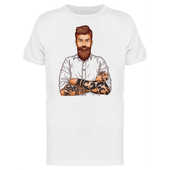 Bearded Hipster Pop Art T-Shirt Men -Image by Shutterstock, Male x-Large