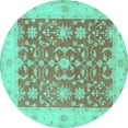 thumbnail image 1 of Ahgly Company Indoor Round Oriental Turquoise Blue Traditional Area Rugs, 6' Round, 1 of 4