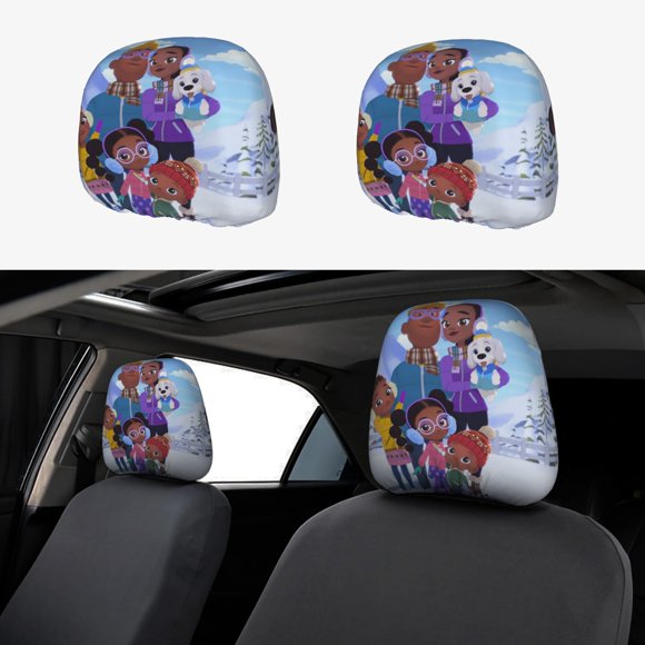Cazadores del Clima Funda Protectora Universal para Reposacabezas de Coche, Funda Elástica para Reposacabezas de Asiento de Auto, Funda de Tela Antipolvo, Accesorios de Interior 2 Piezas