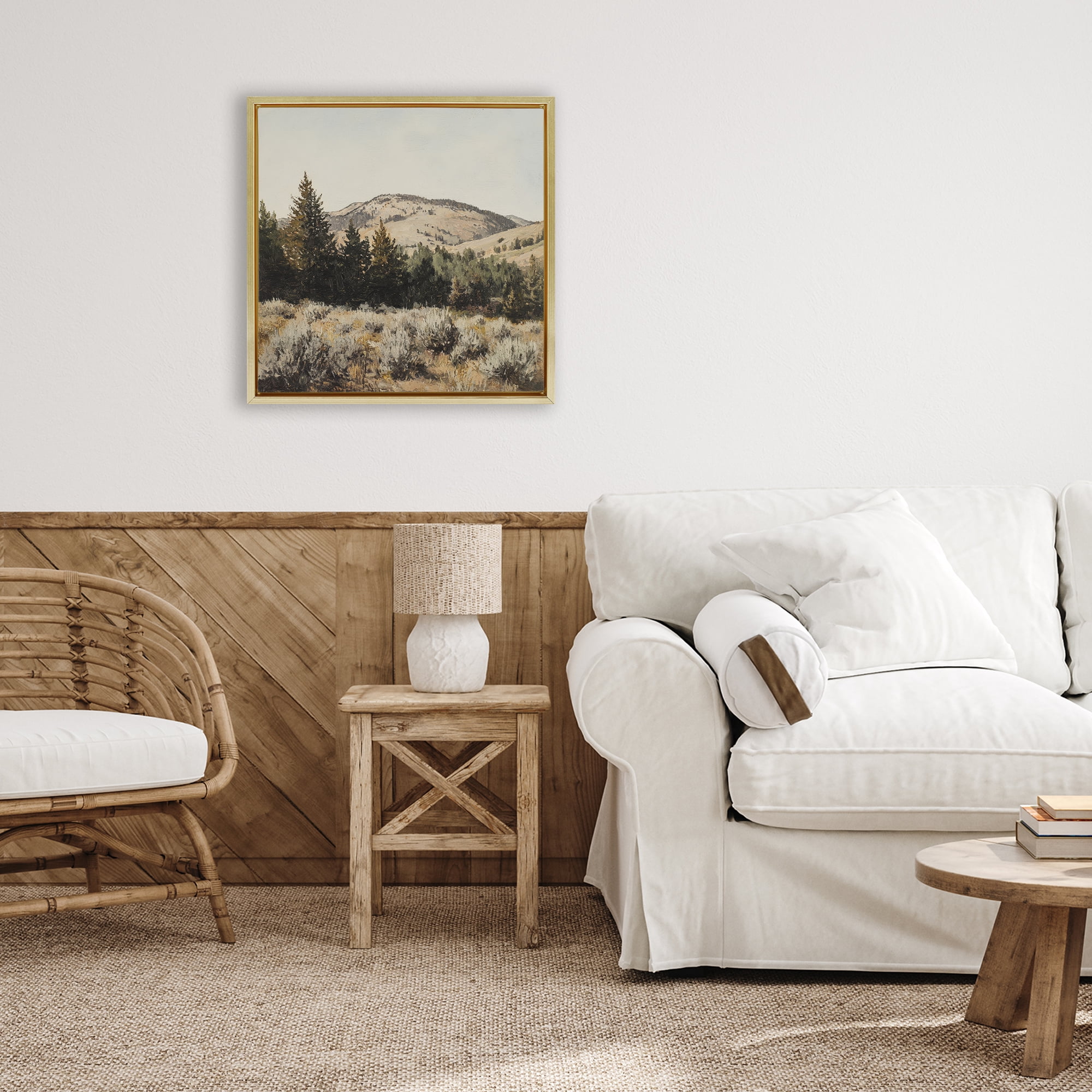 Stupell Industries Cedar Mountain View Gold Framed Floater Canvas Wall Art, design by Petal Prints Design