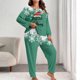 thumbnail image 1 of Conjunto de pantalones y blusa de poliéster para mujer, de manga larga, con estampado de moda, informal, para estar en casa, talla grande, 1 of 4