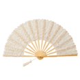 thumbnail image 5 of Abbraccia Chinese Foldable Fan Portable Vintage Dancing Props Fan for Birthday Dance Party Beige, 5 of 10