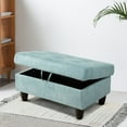 thumbnail image 2 of Sea Foam Green Flannel Storage Ottoman Living Room Sofa Set, 2 of 3