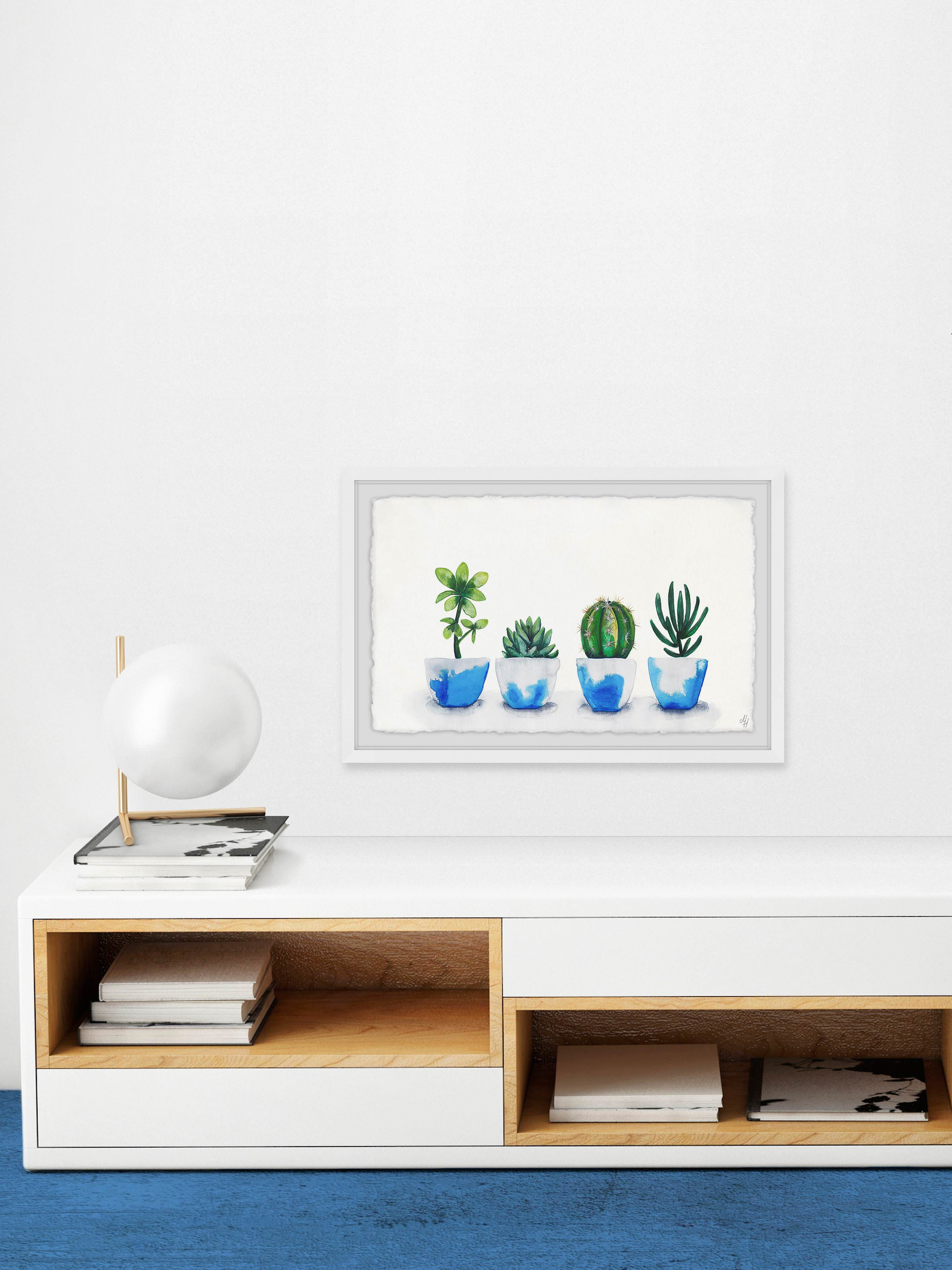 Touch of Blue Pots Framed Painting Print