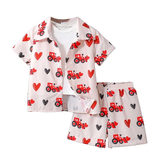 Boys Hawaiian Outfit 6T Boys Clothes Boys Hawaiian Beach Outfit 2Pcs Set - Tropical Button Down Shirt & Shorts Summer Clothes for Kids 3-7T